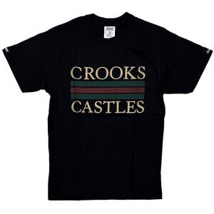 Crooks & Castles Men's Tri Stripe Graphic Tee T-Shirt in Black